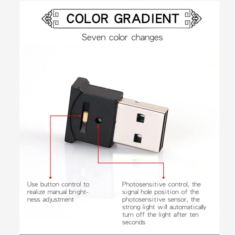Mini USB LED Car Light Auto Interior Atmosphere Light Decora