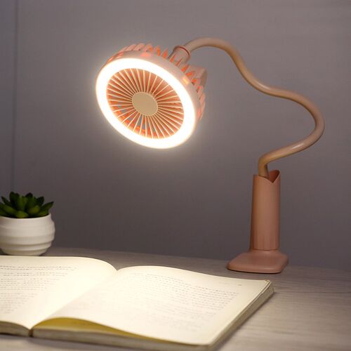 Portable 2 Speed Adjustable Table Clip Handy Small Fan LED L