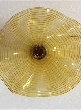 Amber Flush Mounted Wall Art Plates  Handmade Blown Glas
