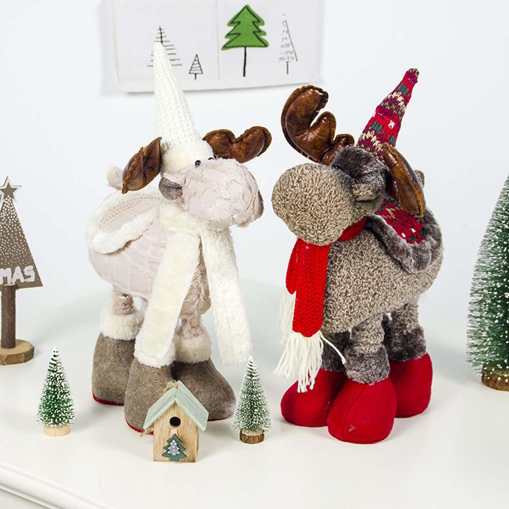 Christmas Decoration Cloth Plush Elk Doll  Telescopic Table