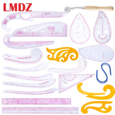 LMDZ 21Pcs Fashion Design Ruler Set Pattern Design Ruler Se