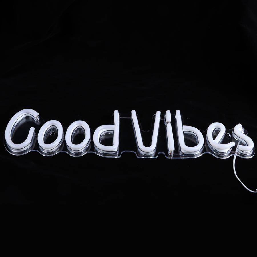 led neon light good vibes letters shaped transparent panel n
