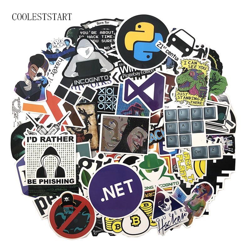 72Pcs/pack Programmer Stickers Hacker Stickers For Laptop A