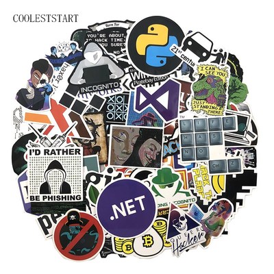 72Pcs/pack Programmer Stickers Hacker Stickers For Laptop A