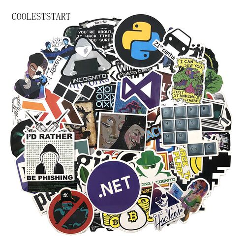 72Pcs/pack Programmer Stickers Hacker Stickers For Laptop A