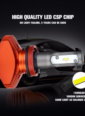 CSP 80W H11 H9 H8 single Beam Fanless LED Headlight Bulbs 12