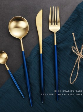 Hot Sale blue cubiertos dorados silverware stainless steel G
