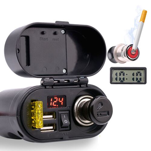 Socket Waterproof Motorcycle Dual USB Charger Cigarette Lig