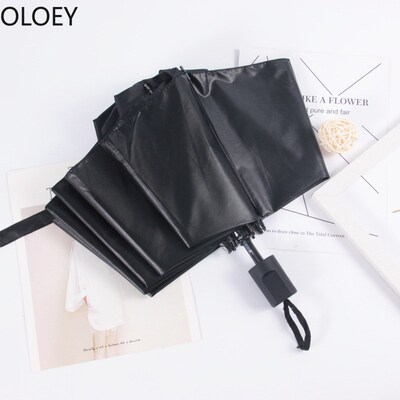 Black Windproof Umbrella Uv Protection Double Layer Folding