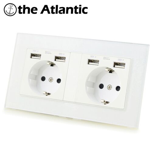 Atlectric EU DE RU Plug Power Socket Dual USB Port Wall Dou