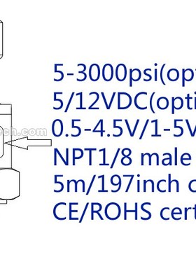 5m/197inch cable, Multi-Range Optional, High Quality Pressur