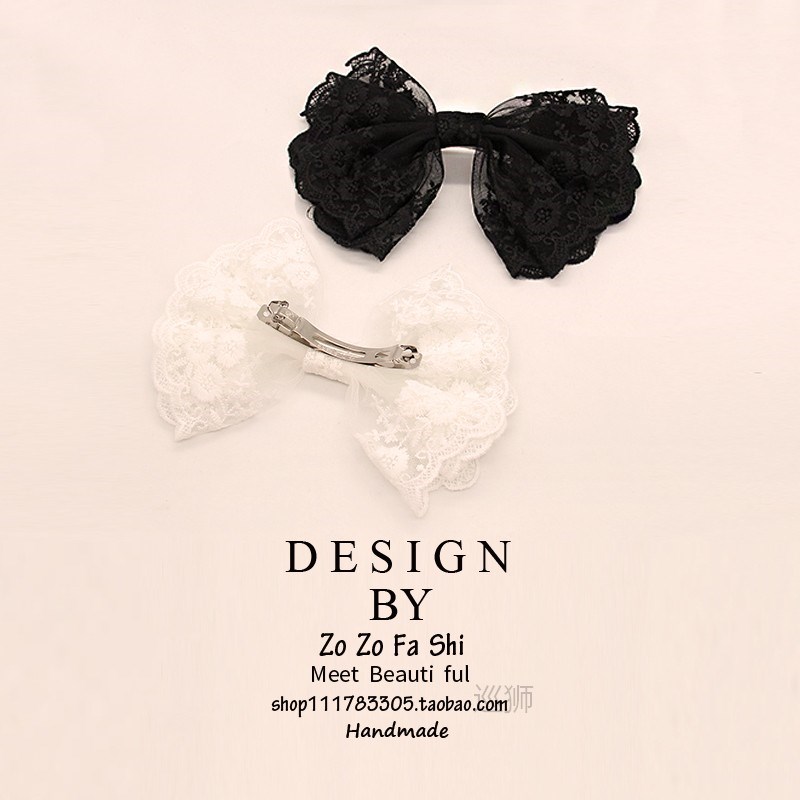 Japanese super fairy lace big bow hair clip at the back of t