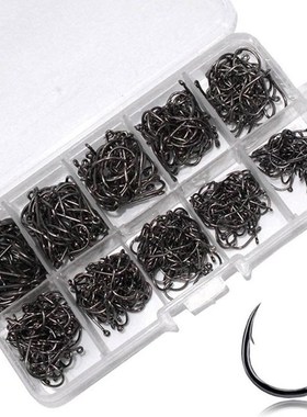100pcs Fishing Hooks Set Carbon Steel Single Circle Fishhook