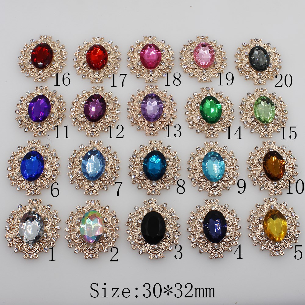Fashion 10pcs/lot 20colors  30*32mm Decorative Metal Rhinest
