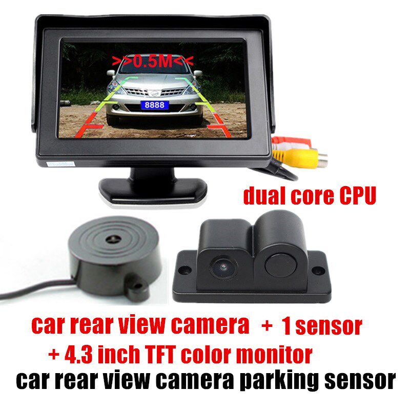 2 in 1 Black Wide Viewing Angle TFT Car Rearview Camera Vid