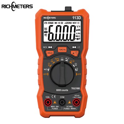 RICHMETERS RM113D NCV Digital Multimeter 6000 counts Auto Ra