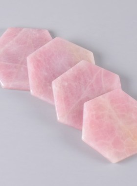 9 cm Rose Quartz Pad Pink Hexagon Shape slice Natural Stone