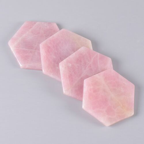 9 cm Rose Quartz Pad Pink Hexagon Shape slice Natural Stone