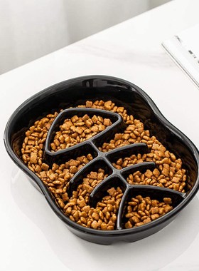 Ceramic Slow Feeder Bowl for Cats and Dogs Unique Fishbone F