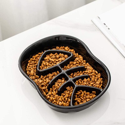 Ceramic Slow Feeder Bowl for Cats and Dogs Unique Fishbone F