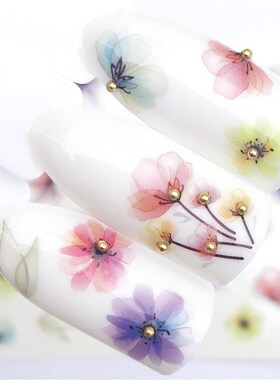 YWK 1 PC Transparent Color Flower Water Transfer Sticker Na