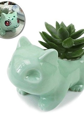 Ceramic Flowerpot Succulent Planter Bulbasaur Green-Plants C