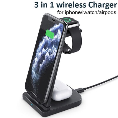 3 in 1 Wireless Charger Stand 15W Fast Charging Dock Statio