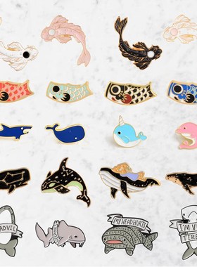 Cartoon Whale Shark Undersea creature collection Enamel Pin