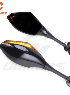 OMRS Motorcycle Rear View Mirror LED Light Turn Signal Integ