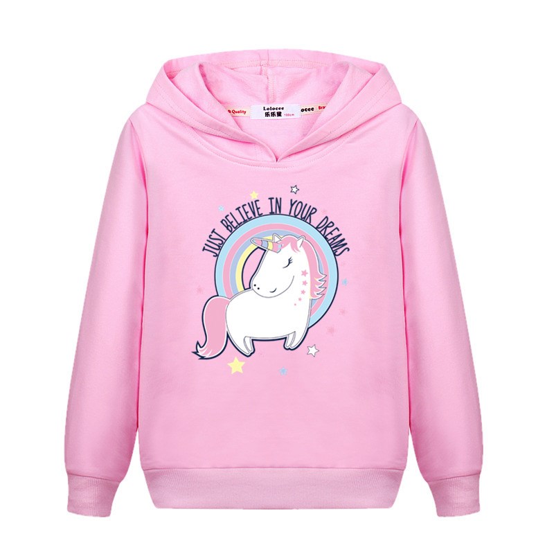 Fashion Cartoon Sweatshirt Girl's Unicorn Pony Hoodie Kids