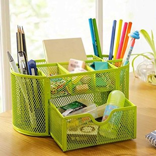 Hol Mesh Storage Multi functional Metal Organizer Desk Pen