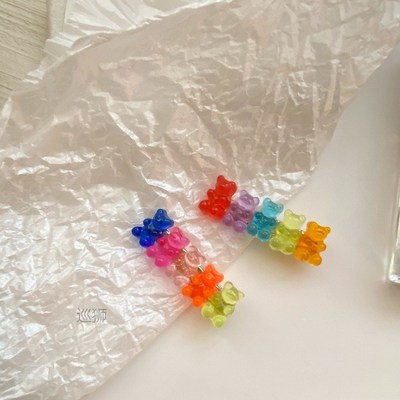 Rainbow bear Korean cute girl hairpin bangs clip broken hair
