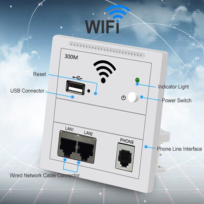 Home Type Wireless WIFI Wall Panel 300Mbps In Wall AP Repea