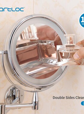 Extendable LED 8 inch 5X/10X Magnifying Bathroom Wall Mounte