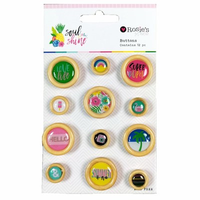 CRZCrafter Wood And Epoxy Buttons Printing Design Embellish