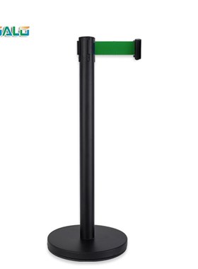 Matte Black Pillar Retractable Belt Queue Pole Barrier Retr