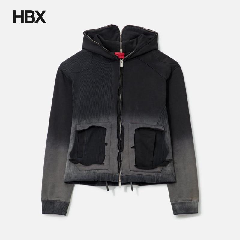 GOLDIE Panelled Padded Zipped Grey 帽衫外套 HBX