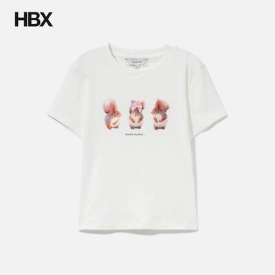 MARKGONG White Squirrel Printed Stretch 短袖T恤女HBX