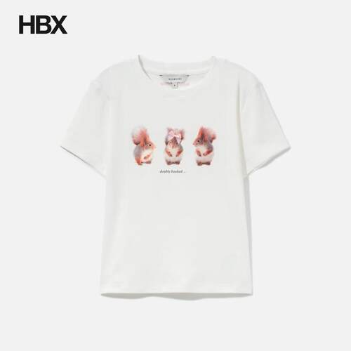 MARKGONG White Squirrel Printed Stretch 短袖T恤女HBX