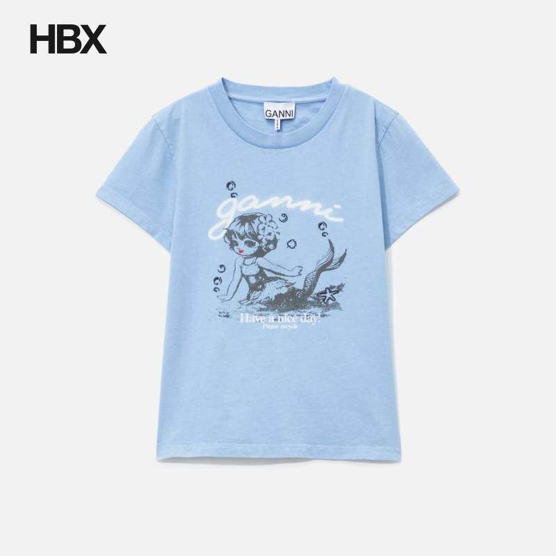 Ganni Future Jersey Baby Fit Mermaid 短袖T恤女HBX