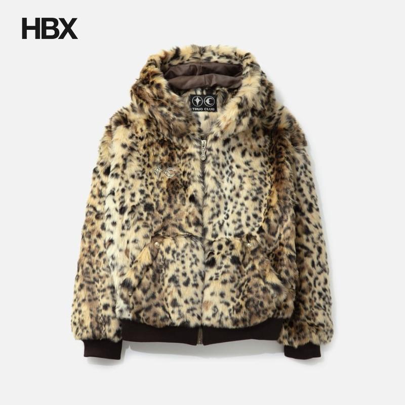 THUG CLUB Leopard Fur Jacket 保暖毛绒夹克外套男HBX