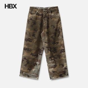 Distressed 长裤 Camo Denim 男HBX Oversized PIET