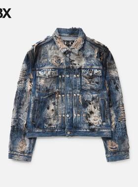 THUG CLUB Hard-washed Damaged Denim Jacket 外套夹克男HBX