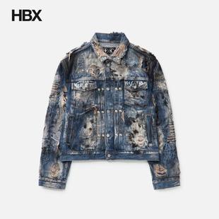 washed Hard Damaged Denim 外套夹克男HBX THUG Jacket CLUB