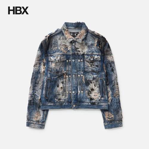 THUG CLUB Hard-washed Damaged Denim Jacket 外套夹克男HBX