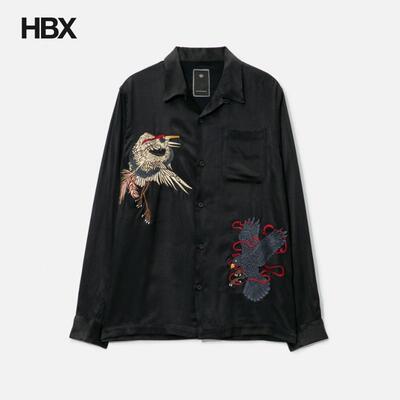 Maharishi Crow and Heron Camp Collar Shirt 长袖衬衫男HBX
