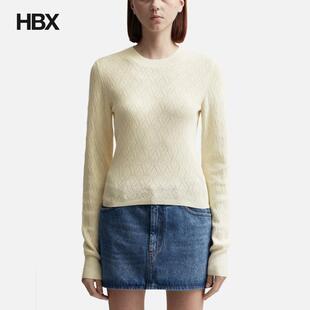 Ami de Coeur Pointelle Crew Neck Sweater 针织衫女HBX