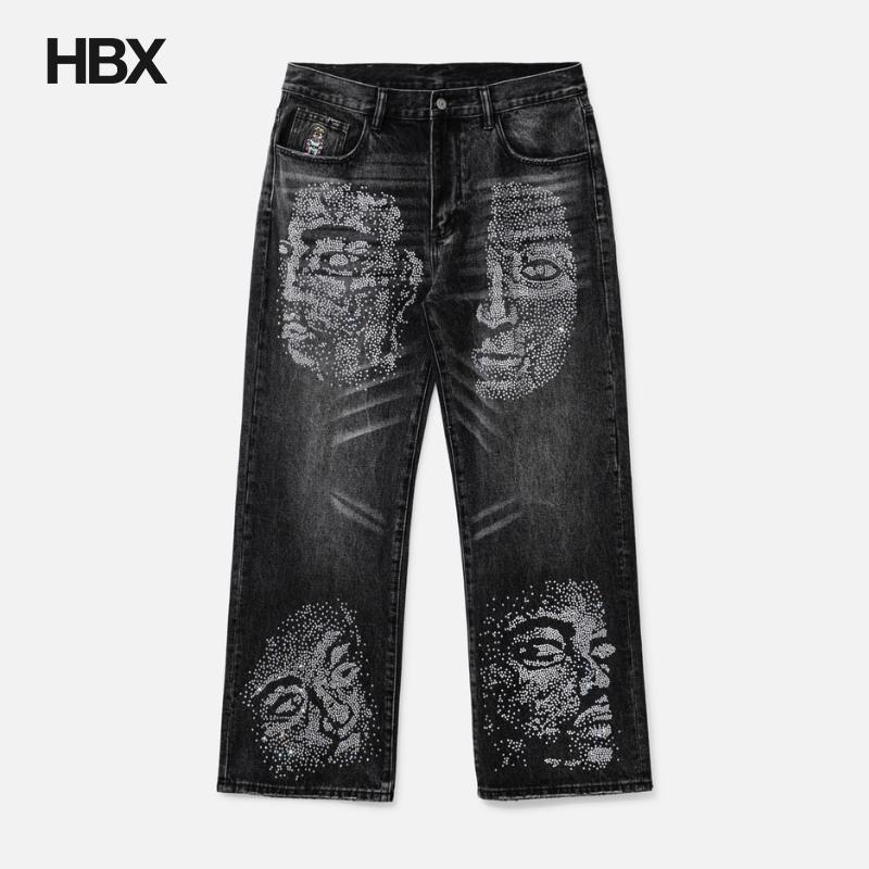KidSuper Rhinestone Face Jeans 牛仔裤男HBX