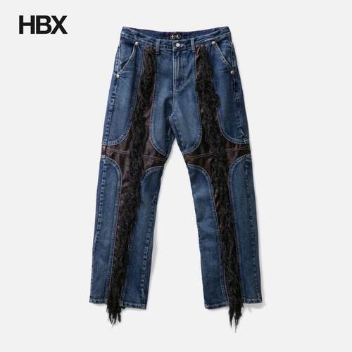 THUG CLUB Mohican Leather Denim Pants 牛仔裤男HBX