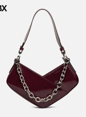 Dienèe Venere Cube Burgundy Semi Patent Leather 单肩包女HBX